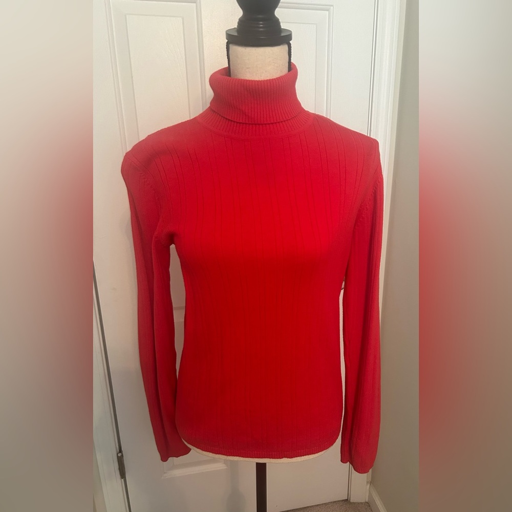 Talbots Medium turtleneck sweater, tangerine EUC